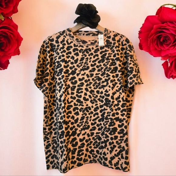 Aerie Tan and Black Leopard Print Top Oversized Size XS NWT - Picture 3 of 14
